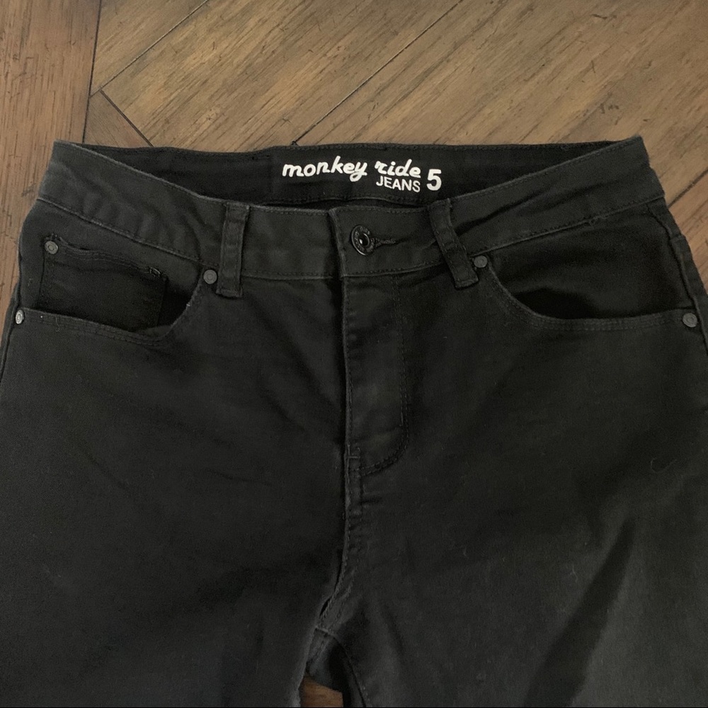 Monkey Ride Black Skinny Ripped Knee Jeans - Picture 6 of 10